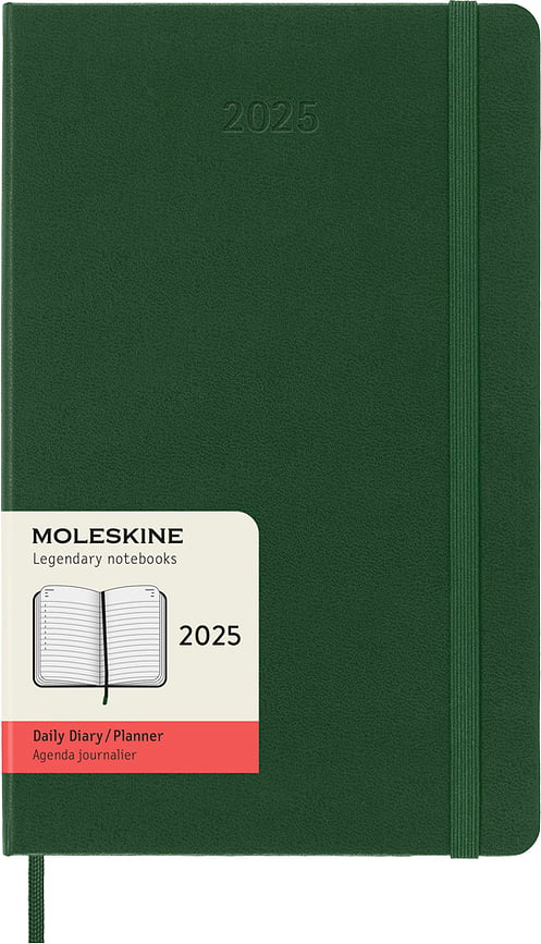 Kalendár Moleskine 2025 12M denný tvrdá väzba L zelený