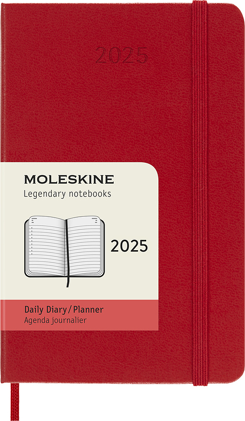 Kalendár Moleskine 2025 12M denný tvrdá väzba P červený