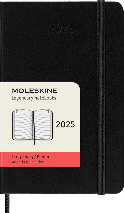 Kalendár Moleskine 2025 12M denný tvrdá väzba P čierny