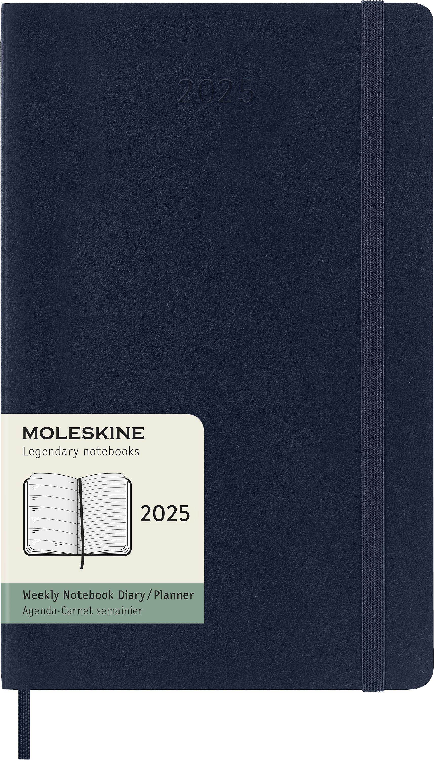 Kalendár Moleskine 2025 12M týždenný mäkká väzba L tmavomodrý