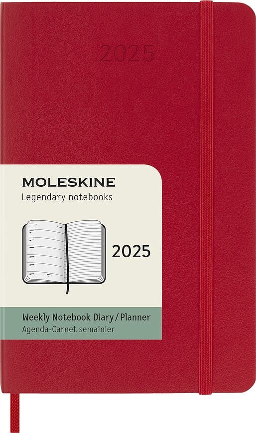 Kalendár Moleskine 2025 12M týždenný mäkká väzba P červený