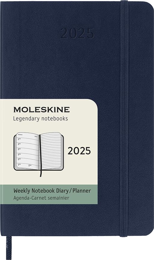 Kalendár Moleskine 2025 12M týždenný mäkká väzba P tmavomodrý