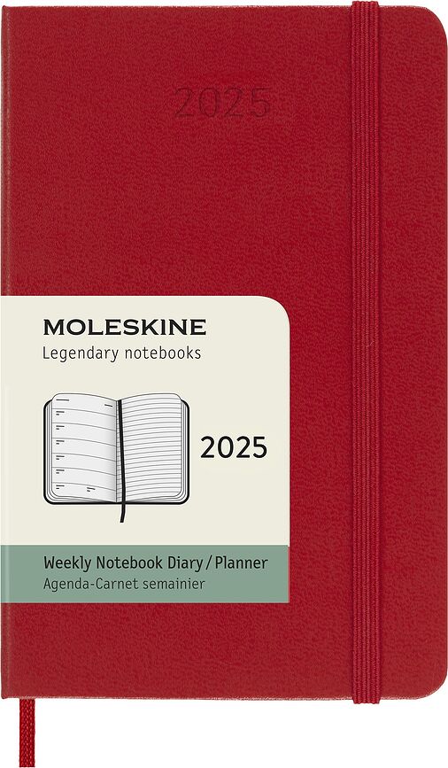 Kalendár Moleskine 2025 12M týždenný tvrdá väzba P červený