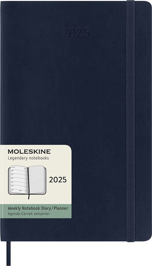 Kalendārs Moleskine 2025 12M iknedēļas mīksts vāks tumši zils L