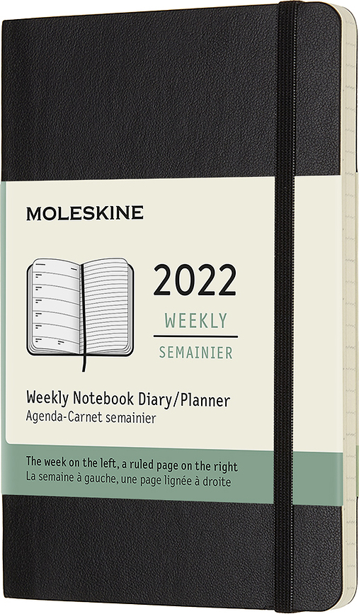 Kalendarz Moleskine 2022 12M P czarny tygodniowy miękka oprawa