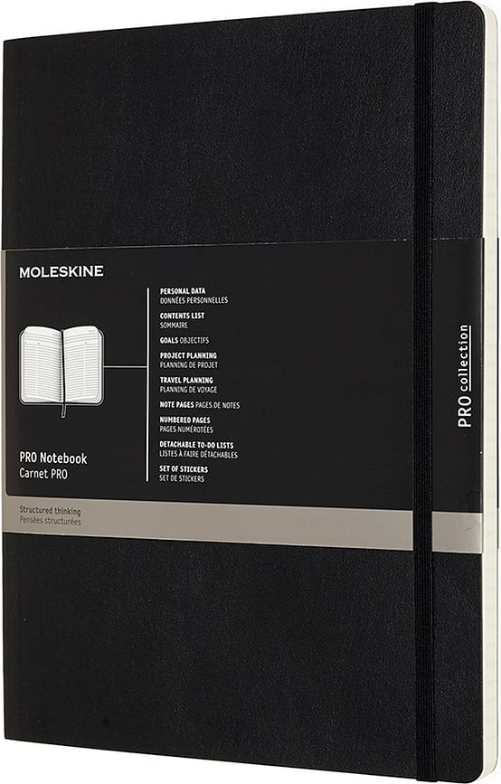 Līniju piezīmju klade Moleskine Professional mīksts vāks melna XL 192 lapas