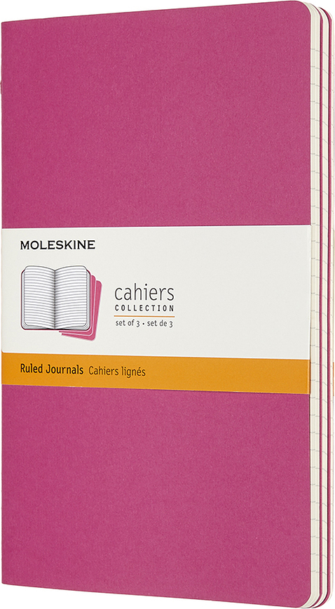 Linjerede notesbøger Moleskine Cahier L lyserød 3 stk.