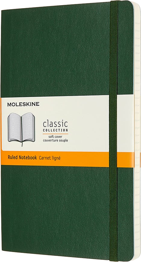 Linjeret notesbog Moleskine L 192 sider skovgrøn paperback