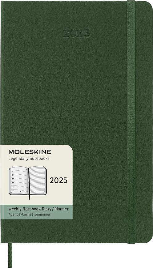 Moleskine 2025 12M Kalender L roheline iganädalane kõva köide