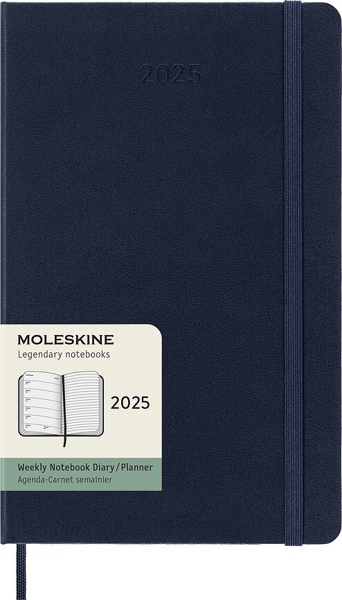 Moleskine 2025 12M Kalender L tumesinine iganädalane kõva köide