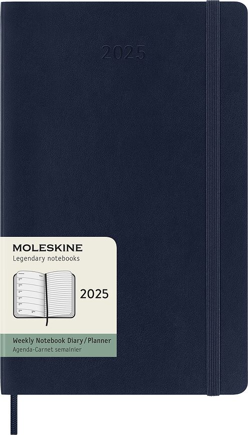 Moleskine 2025 12M Kalender L tumesinine iganädalane pehme köide