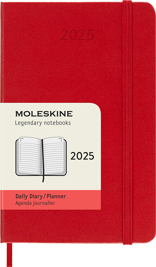 Moleskine 2025 12M Kalender P punane iga päev kõva köide