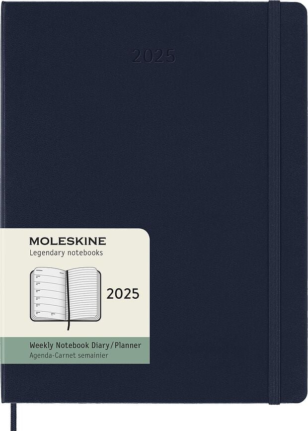 Moleskine 2025 12M Kalender XL tumesinine iganädalane kõva köide