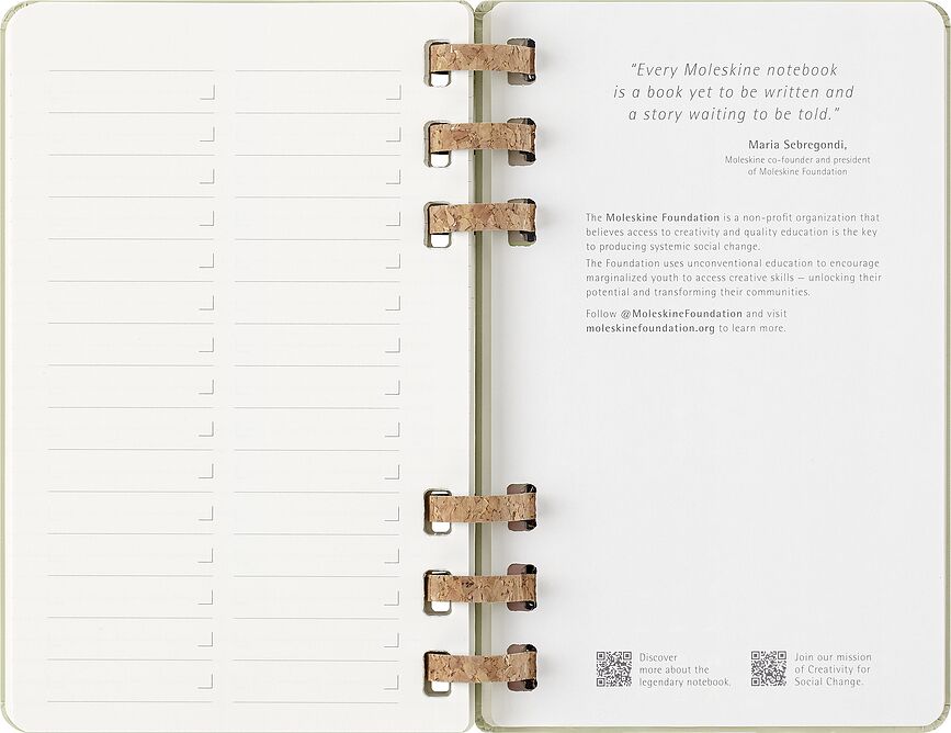 Moleskine Academic 2026 12M L planer na spirali, trda vezava, pistacija