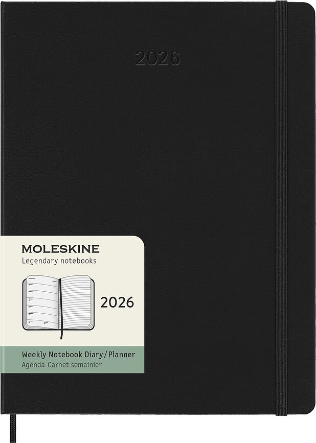 Moleskine Agenda Hebdomadaire 2026, Format XL, 12 mois, à couverture rigide
