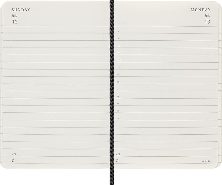 Moleskine Agenda Journalière, format de poche, couverture souple, 12 mois, 2026, noire