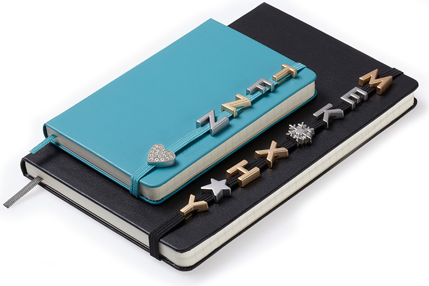 Moleskine Broche pour carnet, motif sapin, argentée