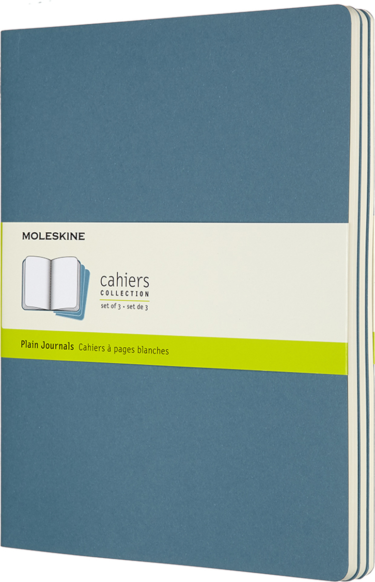 Moleskine Cahier Journals Blanko Notizbücher XL blau 3 St.