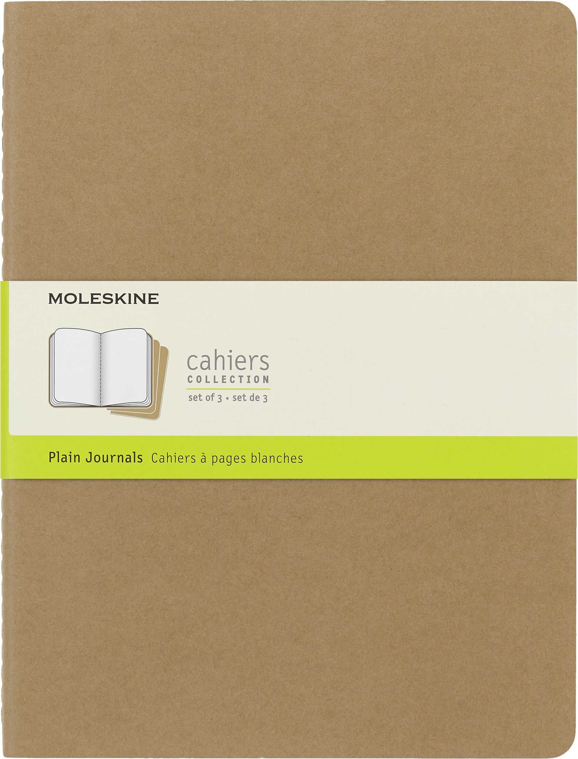 Moleskine Cahier Journals Blanko Notizbücher XL sandfarbig 3 St.