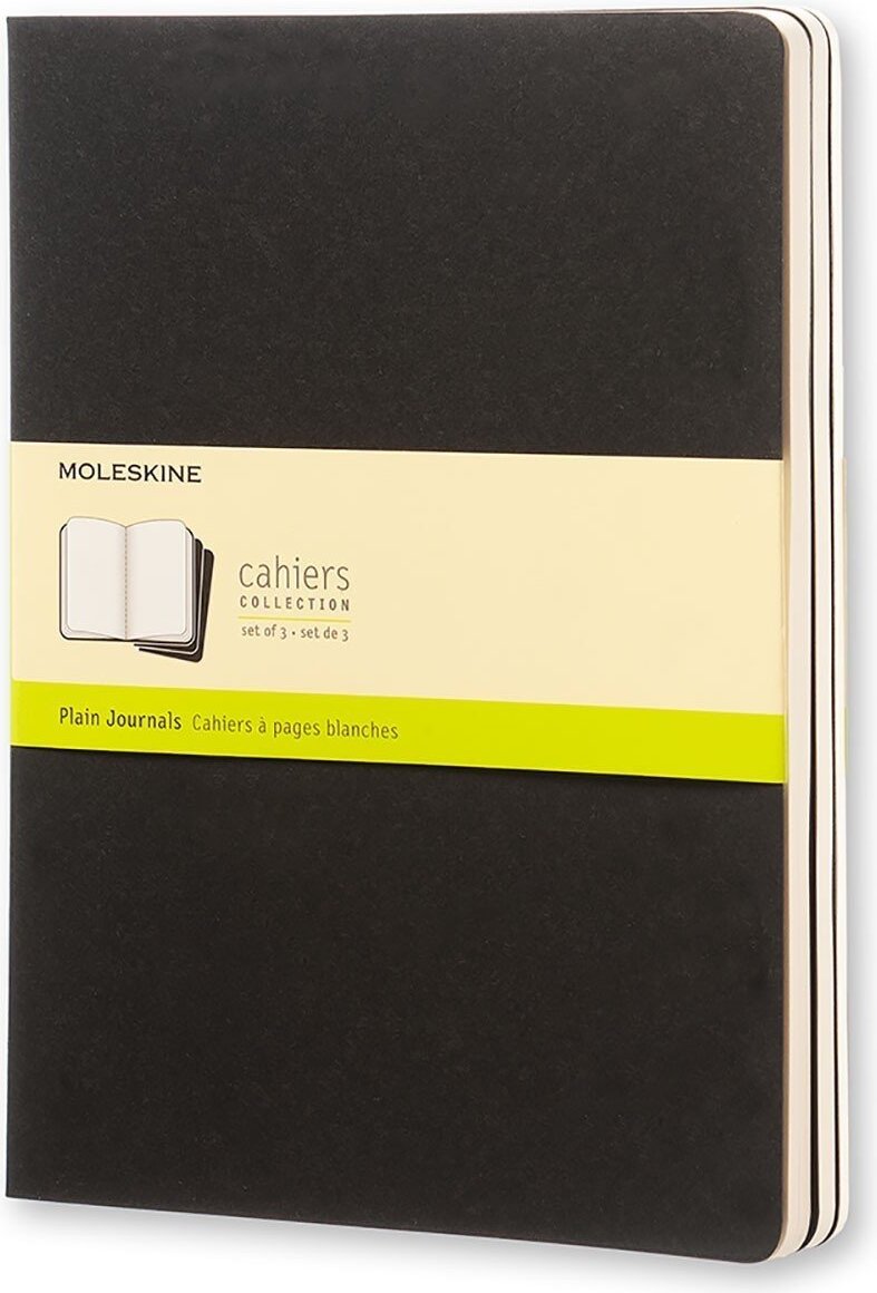 Moleskine Cahier Journals Blanko Notizbücher XL schwarz 3 St.