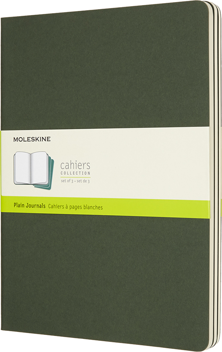 Moleskine Cahier Journals Blanko Notizbücher XL Waldgrün 3 St.