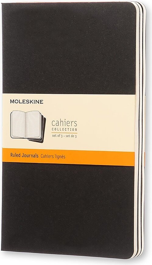 Moleskine Cahier Journals Carnets lignés, taille L, noirs, Lot de 3
