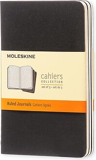 Moleskine Cahier Journals Kaustik P must paelaga 3 tk.