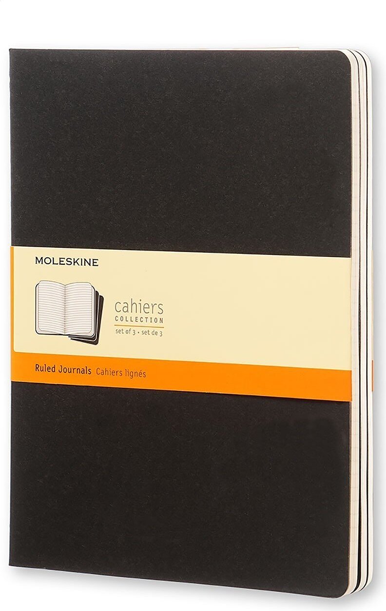 Moleskine Cahier Journals Kaustik XL must paelaga 3 tk.