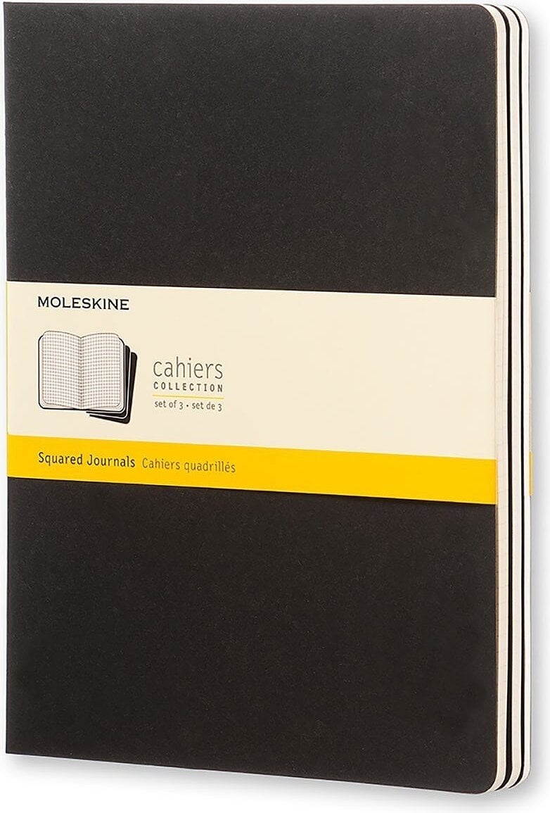 Moleskine Cahier Journals Kaustik XL must ruuduline 3 tk.