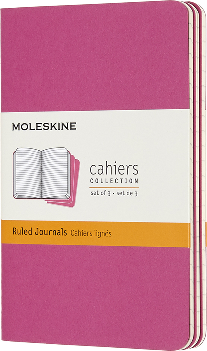 Moleskine Cahier Journals Linierte Notizbücher P rosa 3 St.