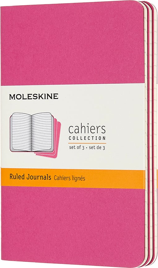 Moleskine Cahier Journals Linierte Notizbücher P rosa 3 St.
