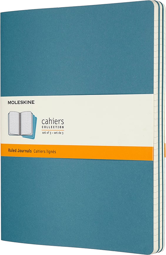 Moleskine Cahier Journals Linierte Notizbücher XL blau 3 St.