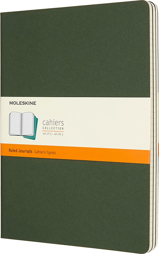 Moleskine Cahier Journals Linierte Notizbücher XL Waldgrün 3 St.