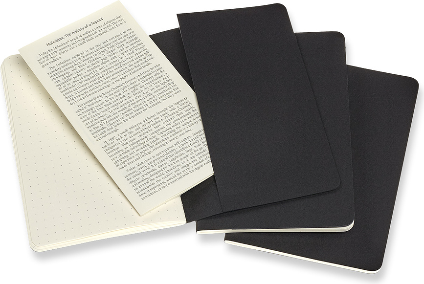 Moleskine Cahier Journals P Cahiers à points, noirs, Lot de 3