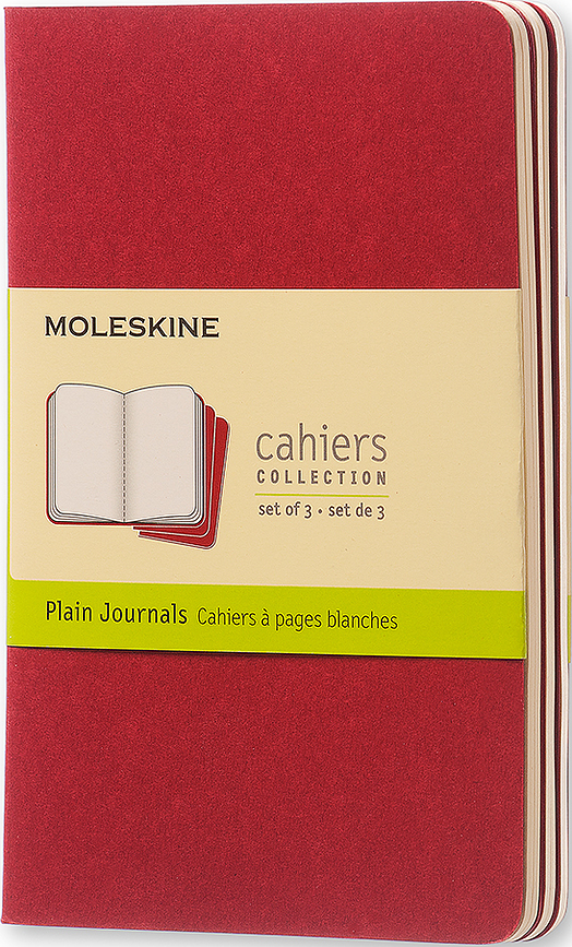 Moleskine Cahier Journals P Carnets, à pages lisses, rouges, Lot de 3