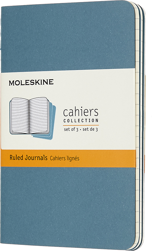 Moleskine Cahier Journals P Τετράδια ριγέ, μπλε, 3 τμχ