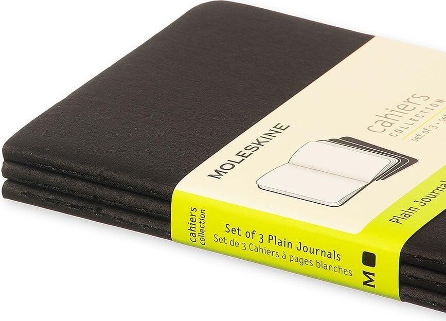 Moleskine Cahier Journals P Zvezki brez črt, črni, 3 kosi