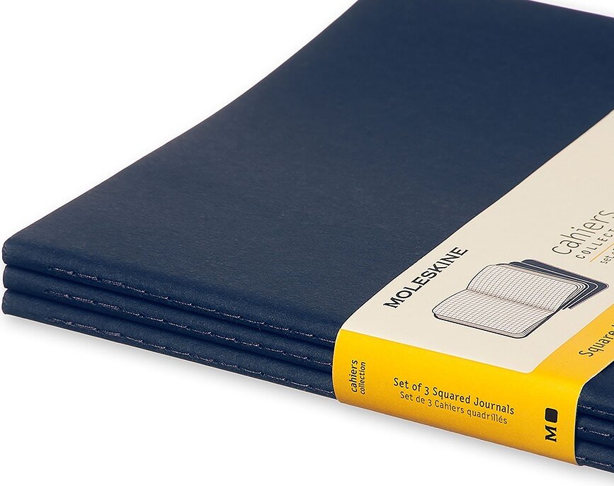 Moleskine Cahier Journals XL Carnets à carreaux, noirs, Lot de 3