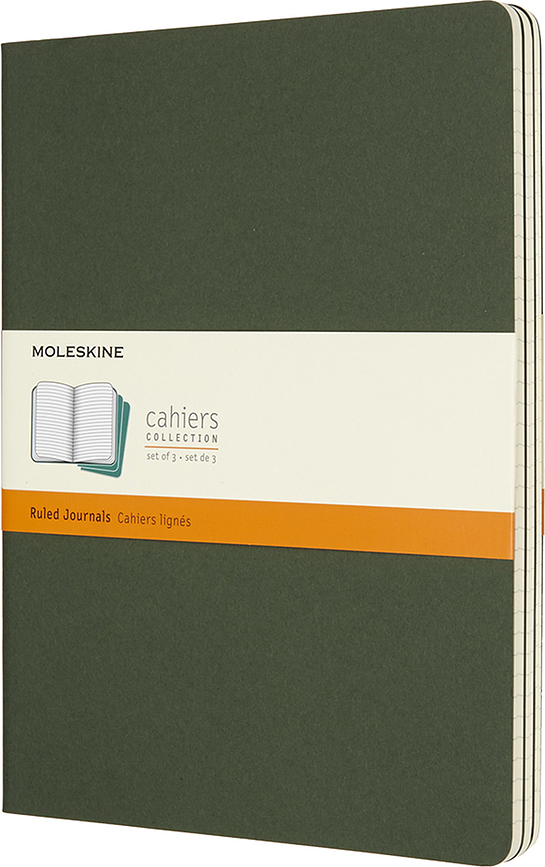 Moleskine Cahier Journals XL Σημειωματάρια, γραμμωτά, πράσινο του δάσους, 3 τμχ