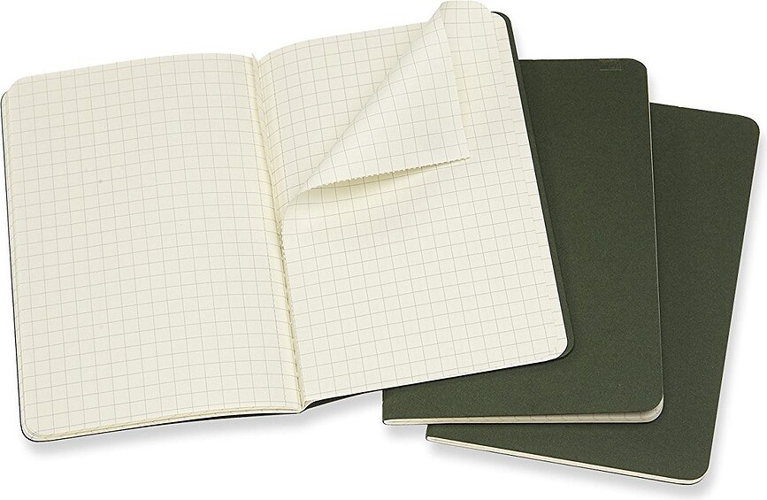 Moleskine Cahier P Cahiers, quadrillés, noirs, Lot de 3