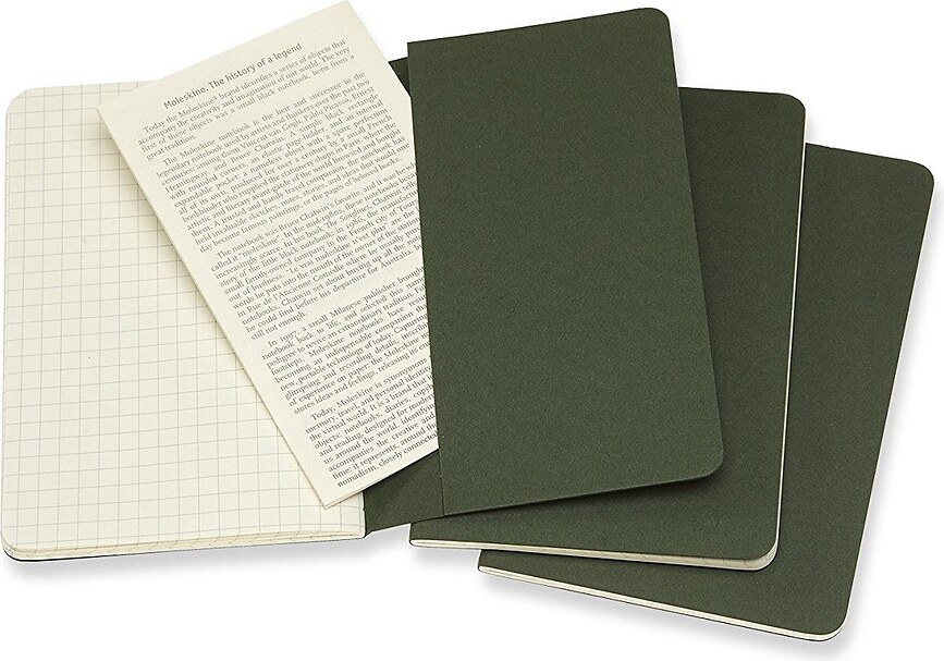 Moleskine Cahier P Zvezki karirasti, črni, 3 kosi