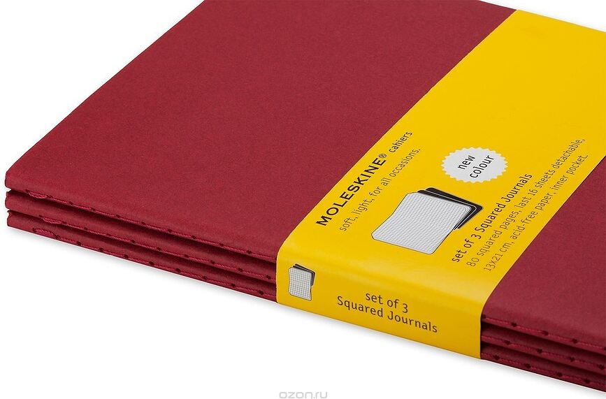 Moleskine Cahier L Τετράδια, καρό, μαύρα, 3 τμχ