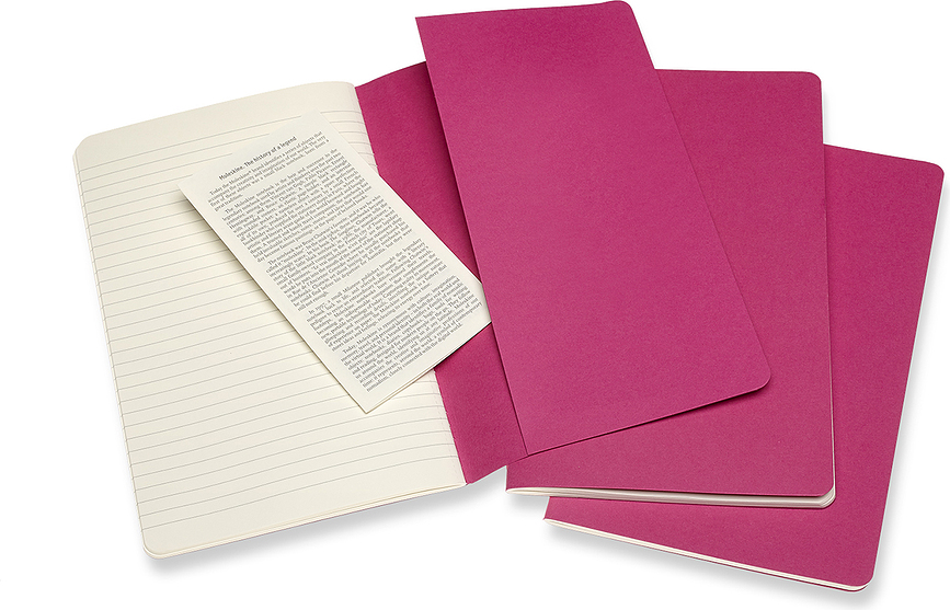 Moleskine Cahier Zvezki črtasti, L, roza, 3 kosi