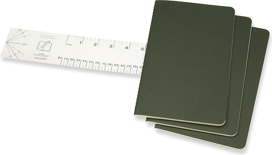Moleskine Cahier L Zvezki prazni, gozdno zeleni, 3 kosi