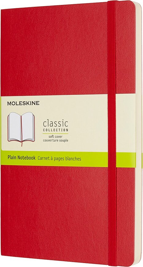 Moleskine Carnet pages lisses, taille L, 192 pages, couverture souple, rouge