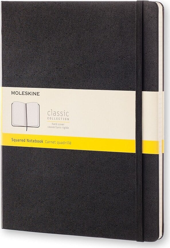 Moleskine Carnet XL, quadrillé, à couverture rigide, noir