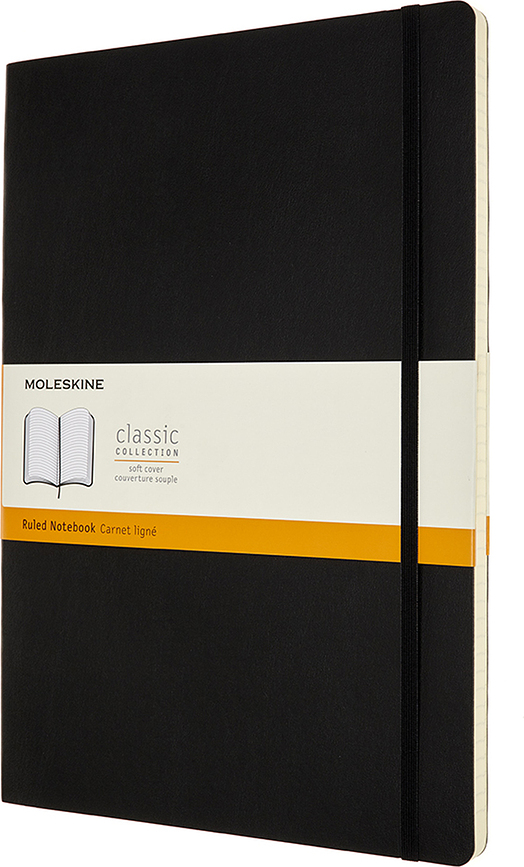 Moleskine Classic Carnet ligné, A4, 192 pages, couverture souple, noir