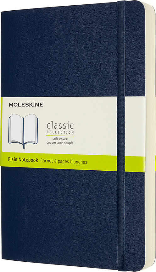 Moleskine Classic Carnet pages unies, couverture souple, taille L, 400 pages, bleu
