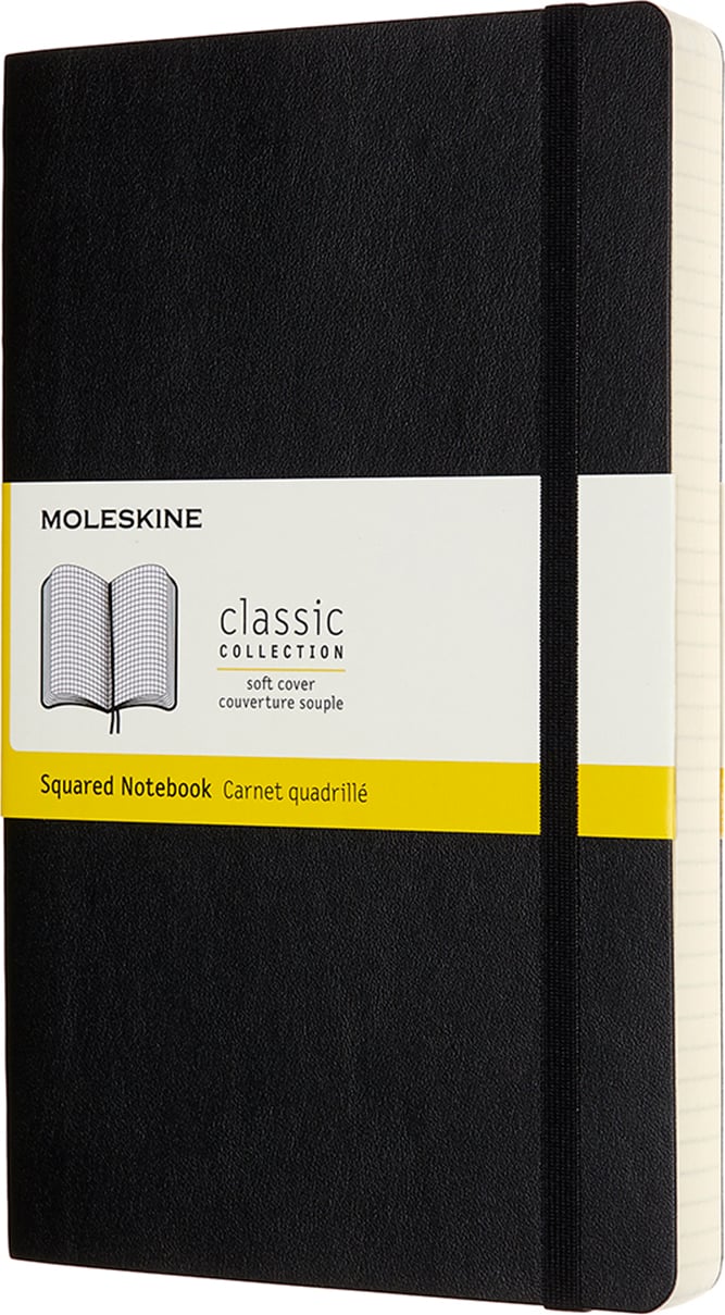 Moleskine Classic Kariertes Notizbuch L 400 Seiten schwarz weicher Einband