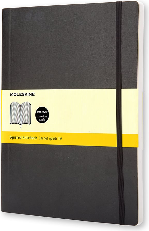 Moleskine Classic Kariertes Notizbuch XL 192 Seiten schwarz weicher Einband